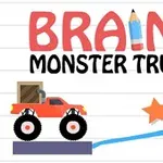 Crveni monster truck sa olovkom koji crta liniju, ispod natpisa BRAIN FOR MONSTER TRUCK