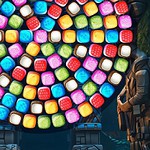 Bubble Shooter Candy Wheel Level Pack Šareni blokovi u obliku srca u okruženju inspirisanom rudnikom na video igrici
