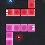 Šarena igra Tetris sa svetlećim blokovima različitih boja na crnoj pozadini