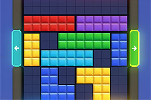 Screenshot video igre Tetris sa šarenim blokovima i kontrolnim dugmadima