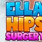 Logo igre Ella Hips Surgery sa šarenim slovima i snežinkama u pozadini