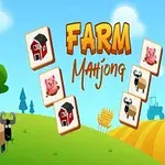 Ilustracija naslovne strane video igre Farm Mahjong sa crtanim drvetom, ovcama i pločicama mahjonga