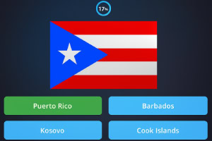 Četiri zastave različitih zemalja na sivom ekranu sa pitanjem koja je zastava Nemačke