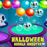 Halloween Bubble Shooter Ilustracija igre Halloween Bubble Shooter sa šarenim balonima i lobanjama unutar kade sa mehurićima