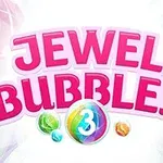 Logo igre Jewel Bubbles 3 s šarenim mehurićima i svetlucavim efektom