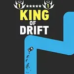 Grafički dizajn plakata s tekstom King of Drift, stilizovanom stazom i automobilom koji driftuje