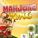 Naslovna strana igre Mahjong King sa crtanim likom i prikazom mahjong pločica