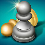 Srebrni pješak sa sjajem na vrhu ispred zlatnih figura na plavoj pozadini