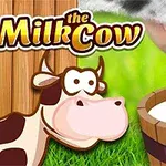 Crtež simpatične mlečne krave i mleko koje se cedi u burad - ilustracija za dece