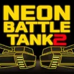 Neonski žuti tenkovi sa natpisom Neon Battle Tank 2 na tamnoj pozadini