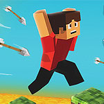 Animirani lik sa smeđom kosom i crvenom majicom skače preko pejzaža sa strelama koje lete oko njega, dok se u gornjem desnom uglu vidi broj sedam