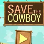 Kauboj koji visi sa omče u video igri sa natpisom Save the Cowboy