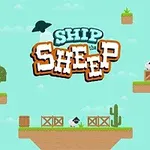 Screenshot iz video igre Ship the Sheep sa platformama, drvetom, kaktusom i ovcom