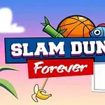 Ribica sa košarkaškom loptom i natpisom Slam Dunk Forever pored košarkaškog koša