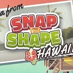 Promotivni plakat za video igru Snap the Shape: Hawaii sa tropskim motivima i pozdravom Aloha from Hawaii