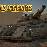 Futuristički tenk u pustinji sa naslovom Tank Attack