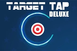 Logo igrice Target Tap Deluxe sa plavom pozadinom i crveno-belom metom