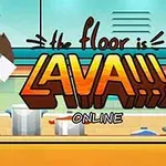 Crtež lika iz video igre koji skače iznad lave sa naslovom The floor is LAVA!