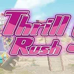 Logo igre Thrill Rush 5 sa parkom zabave u pozadini