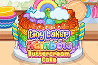 Ispeci dugu od slatkoće u igri Tiny Baker Rainbow Buttercream Cake