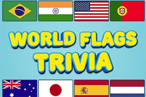 Zastave Brazila, Indije, Sjedinjenih Američkih Država, Portugalije, Australije, Japana, Španije i Holandije sa natpisom World Flags Trivia