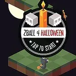 Početni ekran video igre sa temom Noći veštica, sa svećom i natpisom ZBall 4 Halloween